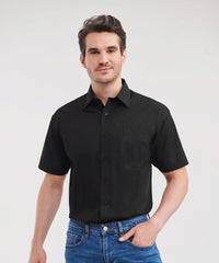 Russell Athletic Short Sleeve Polycotton Easycare Poplin Shirt - Black