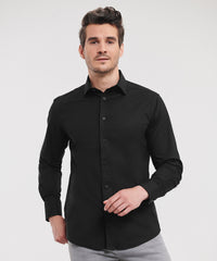 Russell Athletic Long Sleeve Easycare Fitted Shirt - Black