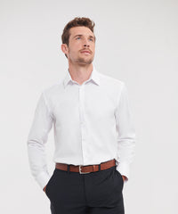 Russell Athletic Long Sleeve Herringbone Shirt - Light Blue