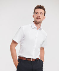 Russell Athletic Short Sleeve Herringbone Shirt - Light Blue
