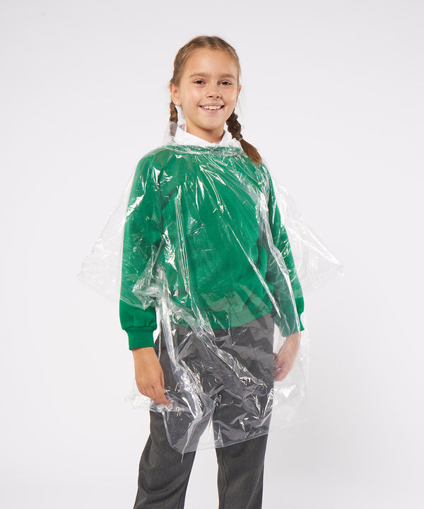 Homeliving Kids Emergency Hooded Plastic Poncho - Clear