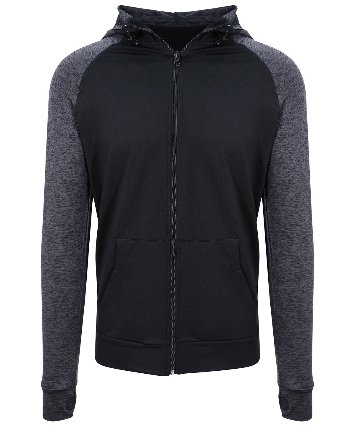 AWDis Cool Contrast Zoodie - Black/Black Slate Melange