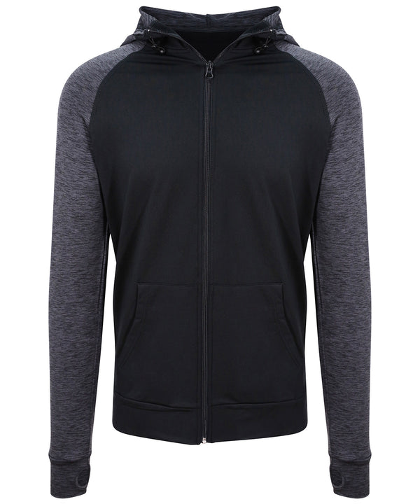 AWDis Cool Contrast Zoodie - Black/Black Slate Melange