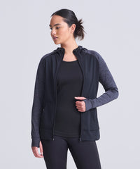 AWDis Women's Cool Contrast Zoodie - Black/Black Slate Melange