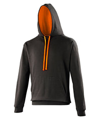 AWDis Varsity Hoodie - Jet Black/Orange Crush*