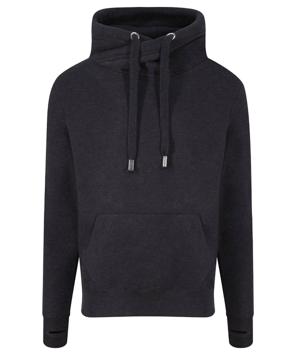AWDis Cross Neck Hoodie - Black Smoke