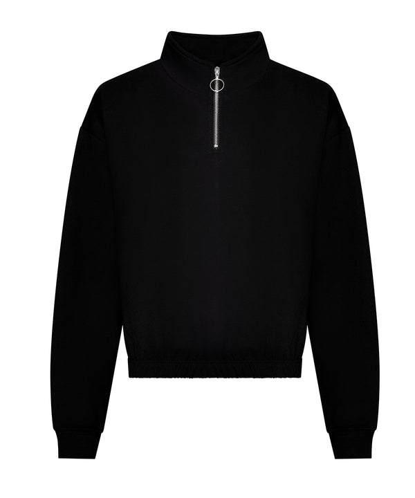 AWDis Women's Cropped ¼-zip Sweat - Deep Black