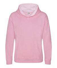 AWDis Kids Varsity Hoodie - Baby Pink/Arctic White