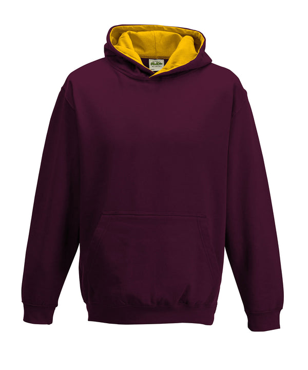 AWDis Kids Varsity Hoodie - Burgundy/Gold