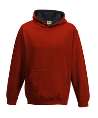 AWDis Kids Varsity Hoodie - Fire Red/Jet Black