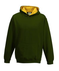 AWDis Kids Varsity Hoodie - Forest Green/Gold