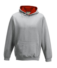 AWDis Kids Varsity Hoodie - Heather Grey/Fire Red
