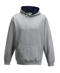 AWDis Kids Varsity Hoodie - Heather Grey/French Navy
