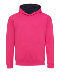 AWDis Kids Varsity Hoodie - Hot Pink/French Navy
