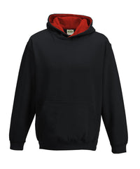 AWDis Kids Varsity Hoodie - Jet Black/Fire Red