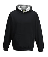 AWDis Kids Varsity Hoodie - Jet Black/Heather Grey