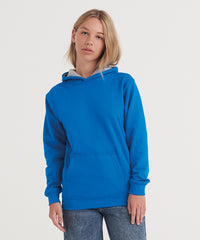 AWDis Kids Varsity Hoodie - Baby Pink/Arctic White