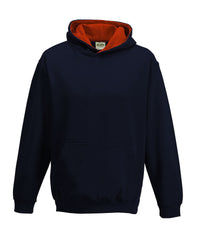 AWDis Kids Varsity Hoodie - New French Navy/Fire Red