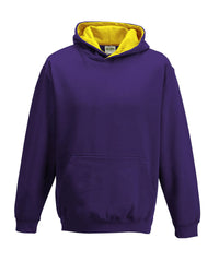 AWDis Kids Varsity Hoodie - Purple/Sun Yellow