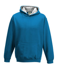 AWDis Kids Varsity Hoodie - Sapphire Blue/Heather Grey
