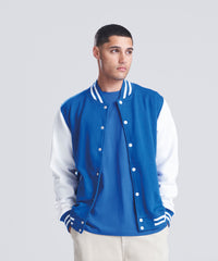 AWDis Varsity Jacket - Burgundy/Heather Grey*