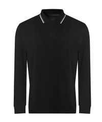 Awdisjustpolos Long Sleeve Tipped 100 Polo - Deep Black/White