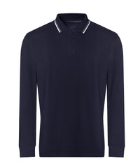 Awdisjustpolos Long Sleeve Tipped 100 Polo - Oxford Navy/White
