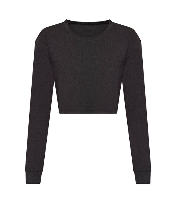 Awdisjustts Women's Long Sleeve Cropped T - Heather Black