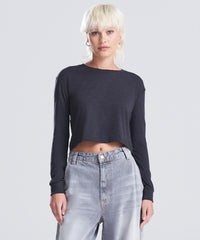 Awdisjustts Women's Long Sleeve Cropped T - Dusty Pink