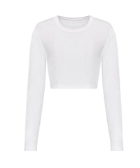 Awdisjustts Women's Long Sleeve Cropped T - Solid White