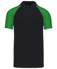 Kariban Polo Baseball Contrast Polo Shirt - Black/Light Grey/Green