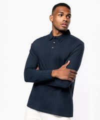 Kariban Jersey Knit Long Sleeve Polo Shirt - Black