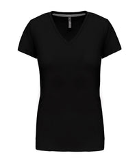 Kariban Ladies' Short-sleeved V-neck T-shirt - Black