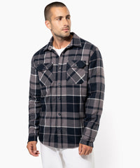 Kariban Sherpa-lined Checked Shirt Jacket - Red/Navy