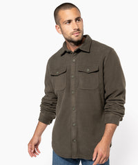 Kariban Sherpa-lined Fleece Overshirt - Dark Khaki/Storm Grey