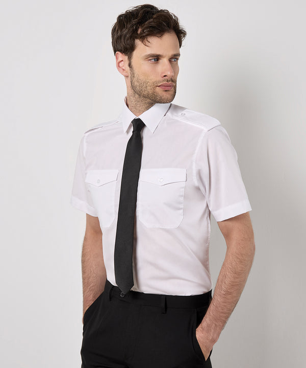 Kustom Kit Pilot Shirt Short-sleeved (tailored Fit) - White
