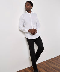 Kustom Kit Mandarin Collar Shirt Long-sleeved (tailored Fit) - Black