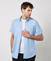 Kustom Kit Slim Fit Workwear Oxford Shirt Short Sleeve - Light Blue