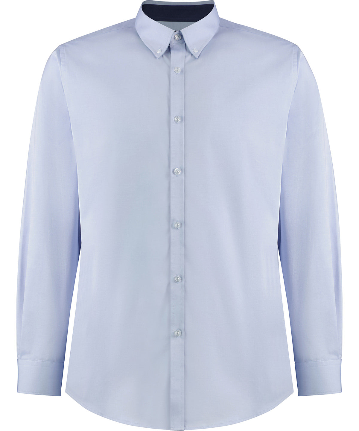 Kustom Kit Contrast Premium Oxford Shirt (button-down Collar) Long-sleeved (tailored Fit) - Light Blue/Navy