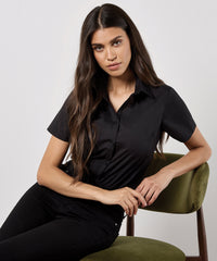 Kustom Kit Women's Poplin Shirt Short Sleeve - Black