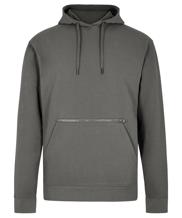 Kustom Kit Regular Fit Piqué Hoodie with Zipped Pocket - Dark Grey