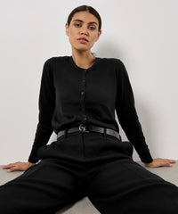 Kustom Kit Women's Arundel Crew Neck Cardigan Long Sleeve (classic Fit) - Black