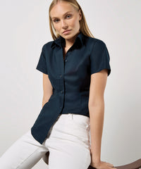 Kustom Kit Women's Workplace Oxford Blouse Short-sleeved (tailored Fit) - Black
