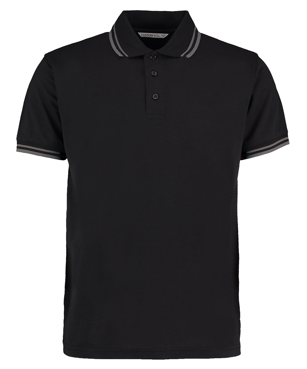 Kustom Kit Tipped Collar Polo (classic Fit) - Black/Charcoal