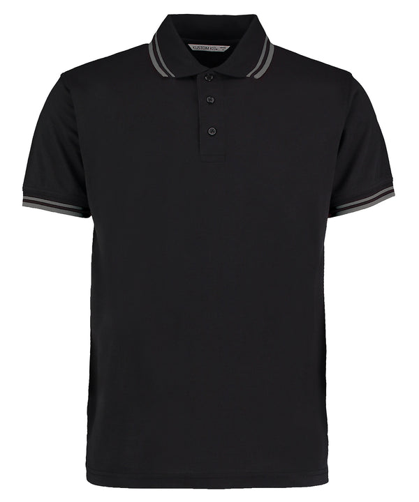 Kustom Kit Tipped Collar Polo (classic Fit) - Black/Charcoal
