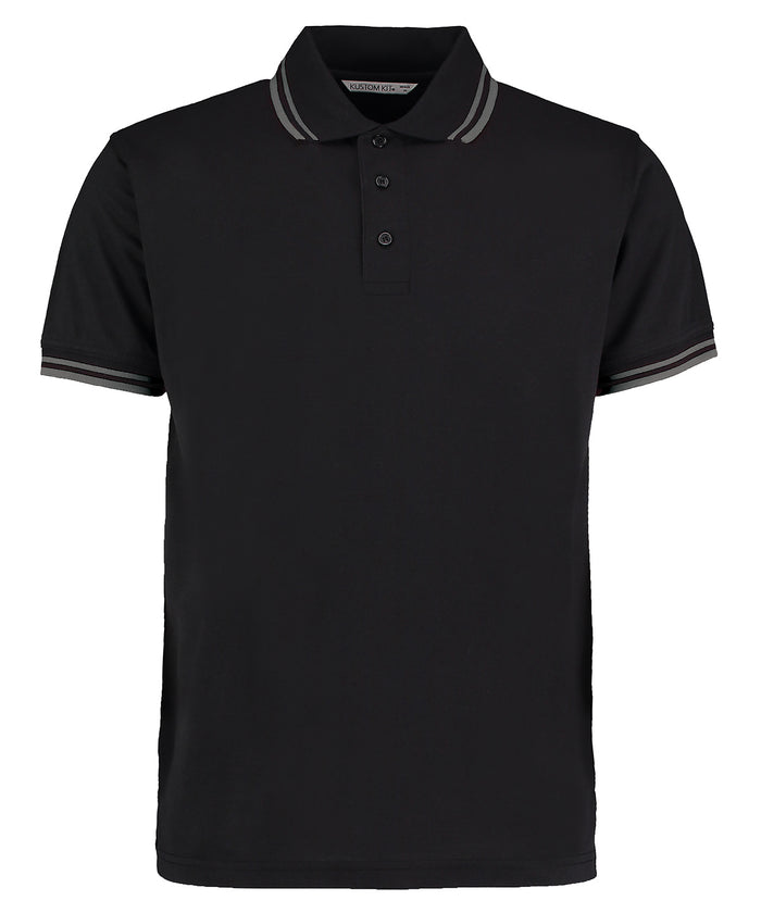 Kustom Kit Tipped Collar Polo (classic Fit) - Black/Charcoal