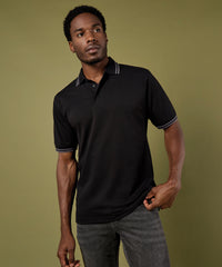 Kustom Kit Tipped Collar Polo (classic Fit) - Black/Charcoal