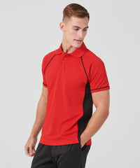 Finden & Hales Panel Performance Polo - Black/Red/Red