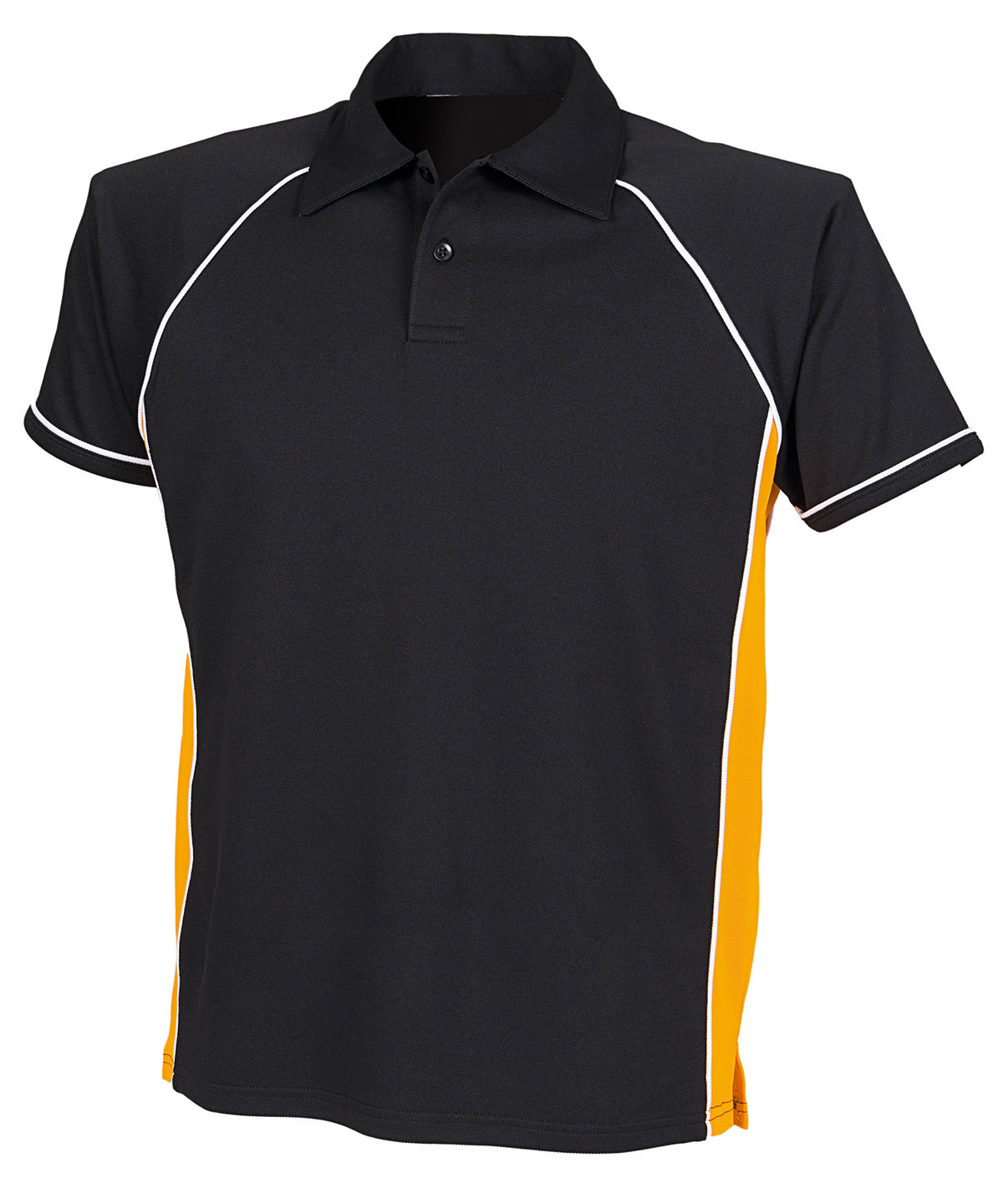 Finden & Hales Piped Performance Polo - Black/Amber/White