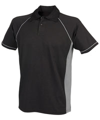 Finden & Hales Piped Performance Polo - Black/Gunmetal Grey†